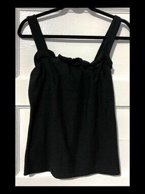 Gilli Womens Black Ruffle Detail Ribbed Cami Tank Top Size XL EUC